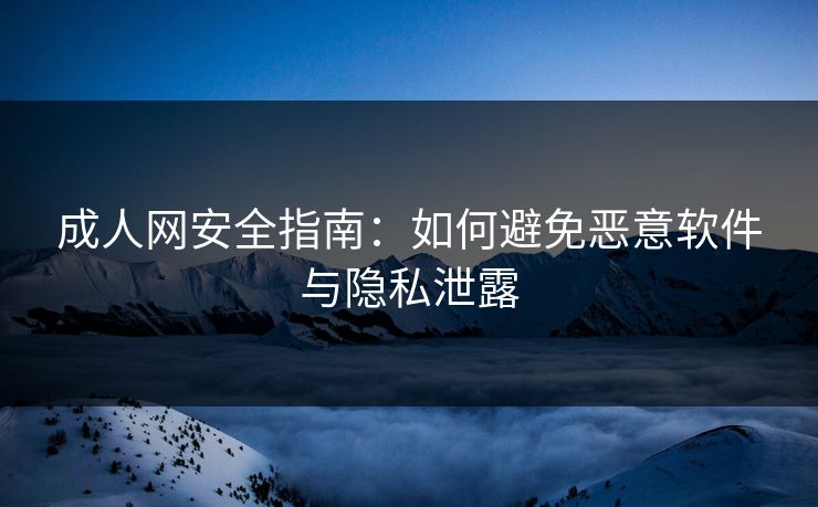 成人网安全指南：如何避免恶意软件与隐私泄露
